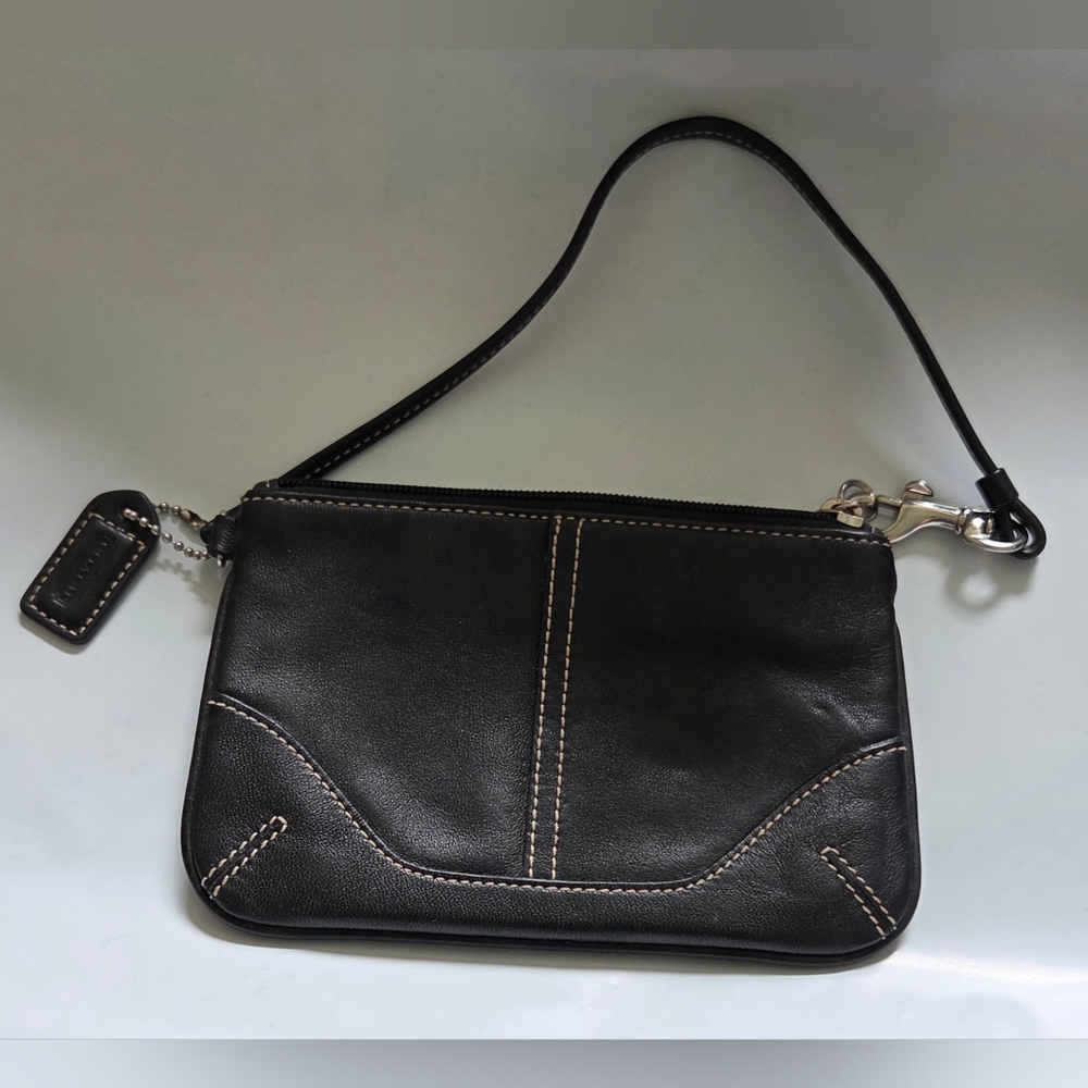 Coach Black Leather Wristlet